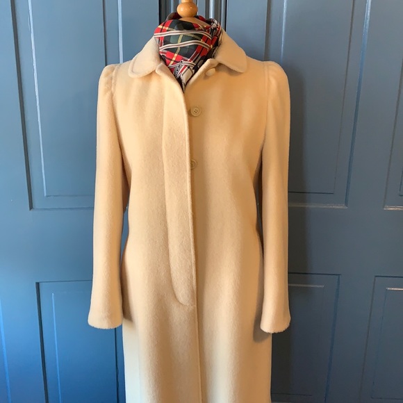 Vintage Jackets & Blazers - Vintage Cream Ivory Wool Long Coat Bonwit Teller
